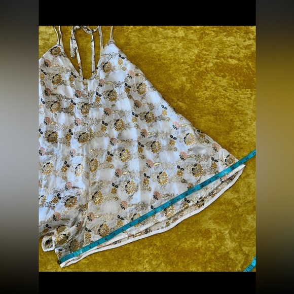 Floral free people brocade gold cream romper Chiara Playsuit NWOT spring revolve - Picture 12 of 16